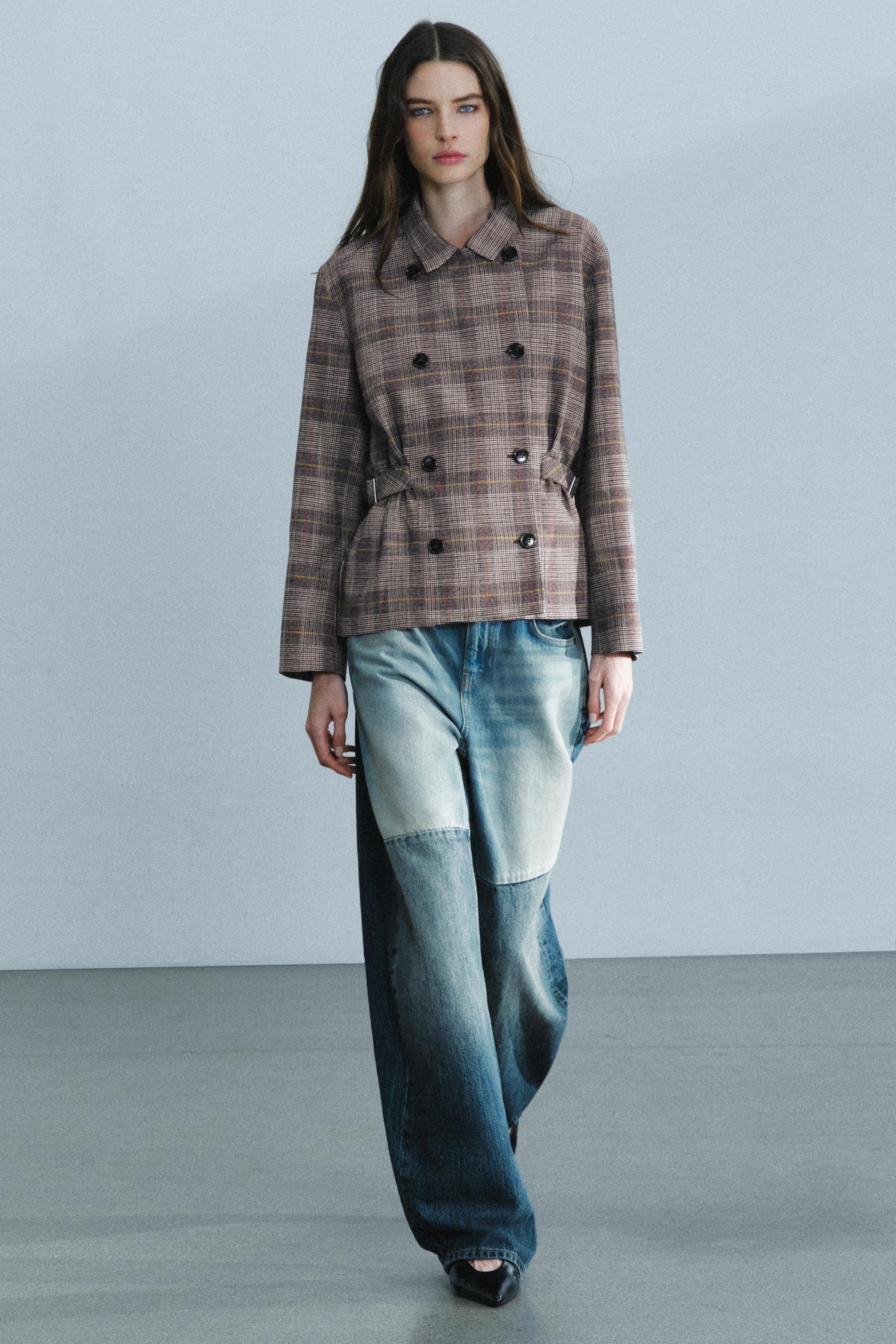 VESTE À CARREAUX AVEC PASSANTS ZW COLLECTION
